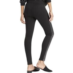 Hatch Black Maternity Leggings Faux Leather Side Stripe Comfy Pull On Everyday M